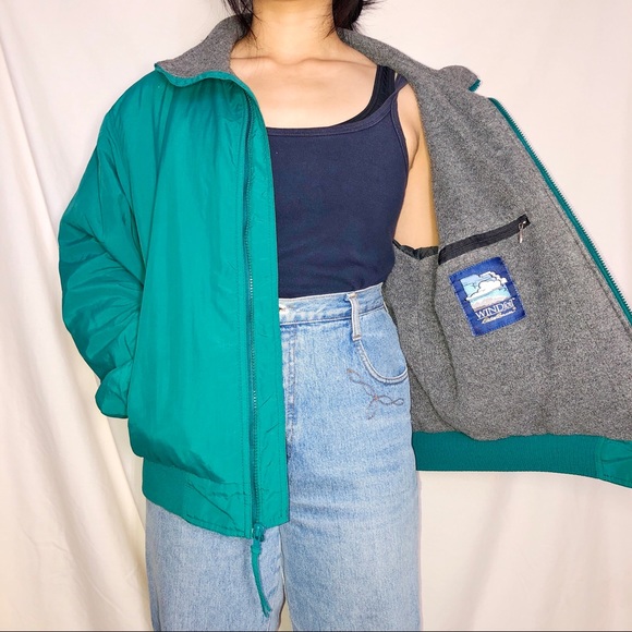 Vintage Eddie Bauer Teal Nylon Fleece Lined Insula - Picture 6 of 6